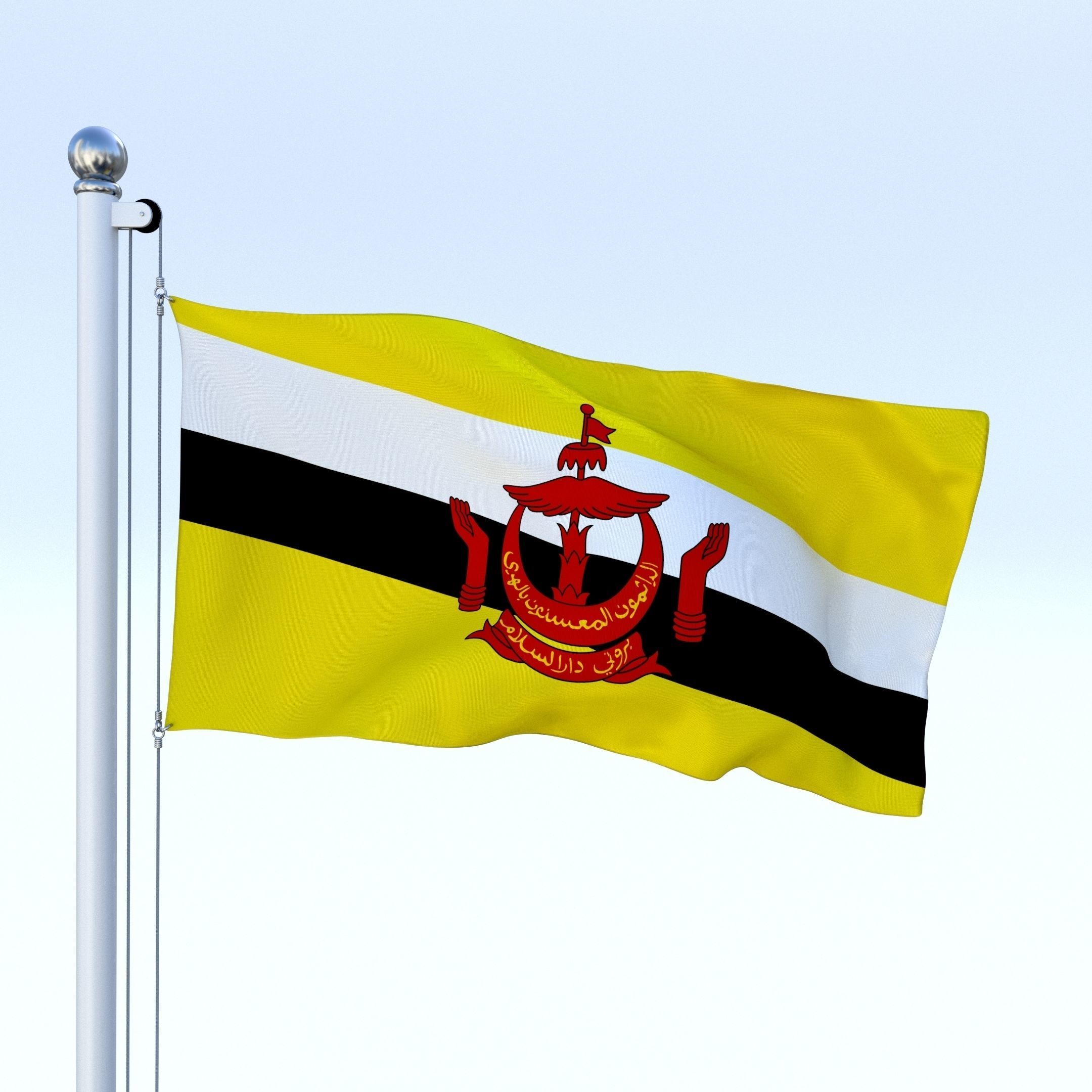 Animated Brunei Darussalam Flag Low-poly 3D model_13