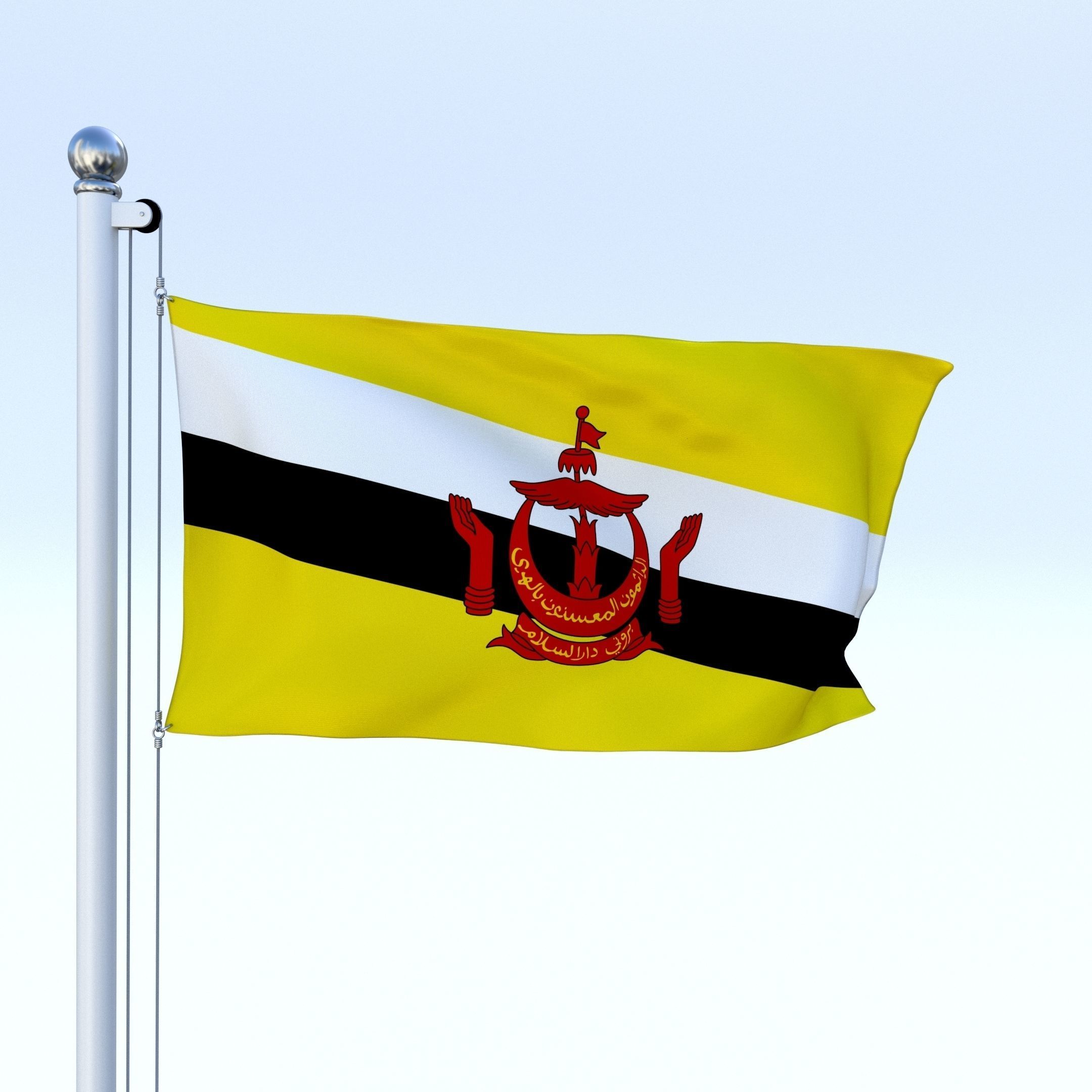 Animated Brunei Darussalam Flag Low-poly 3D model_2