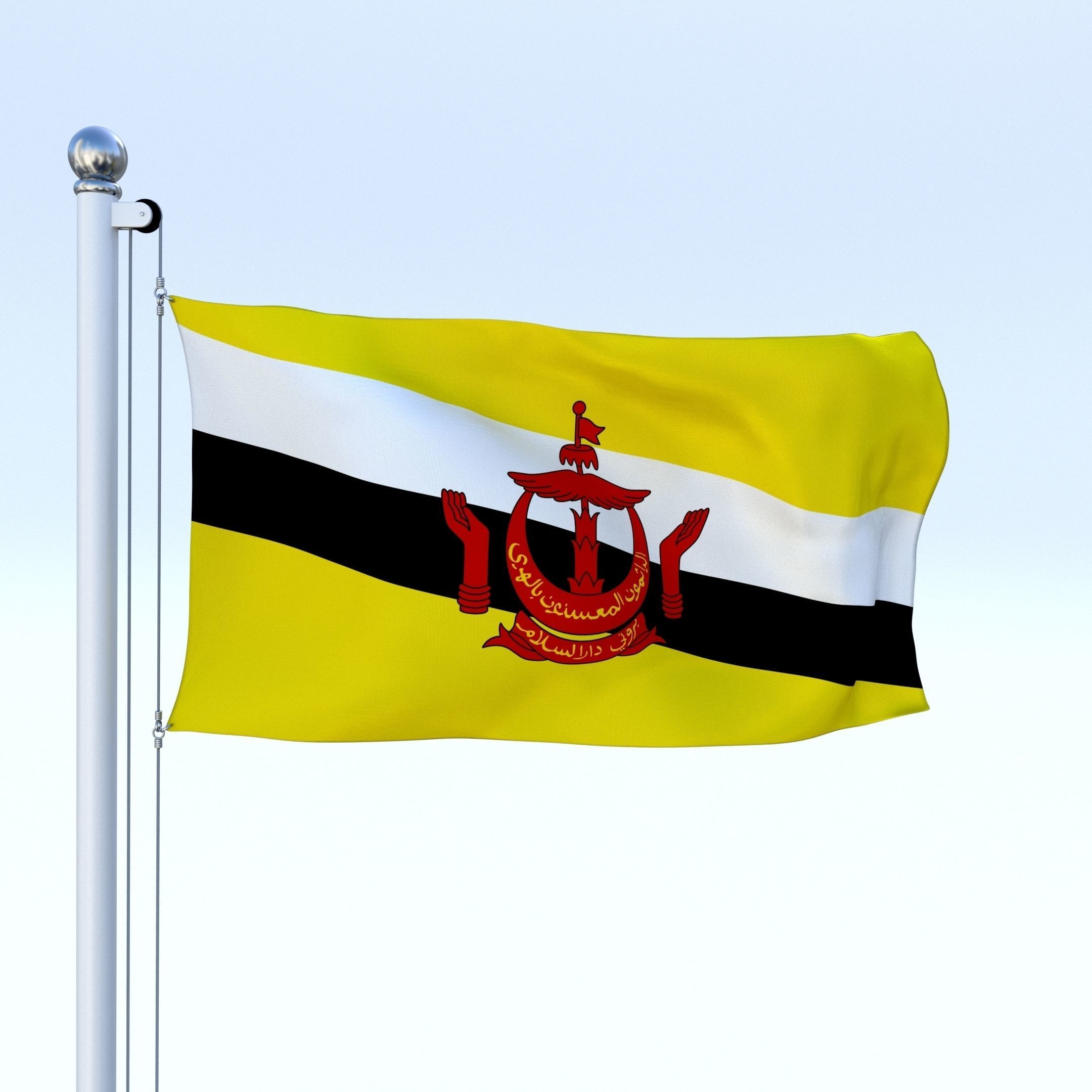 Animated Brunei Darussalam Flag Low-poly 3D model_25