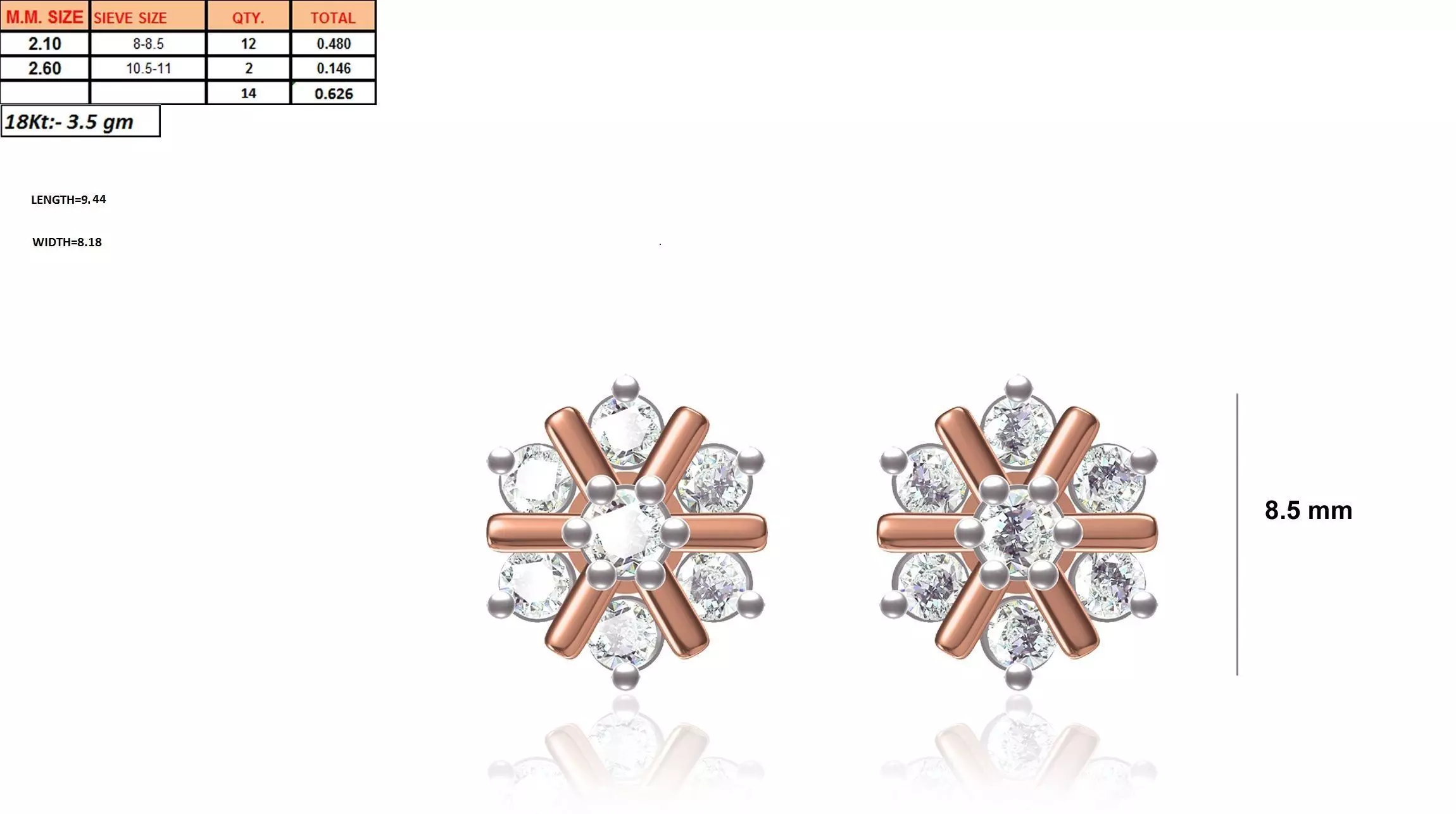 Diamond Studs Earrings Render 3dm STL SLC JCD OBJ FBX Details 3D print model_19