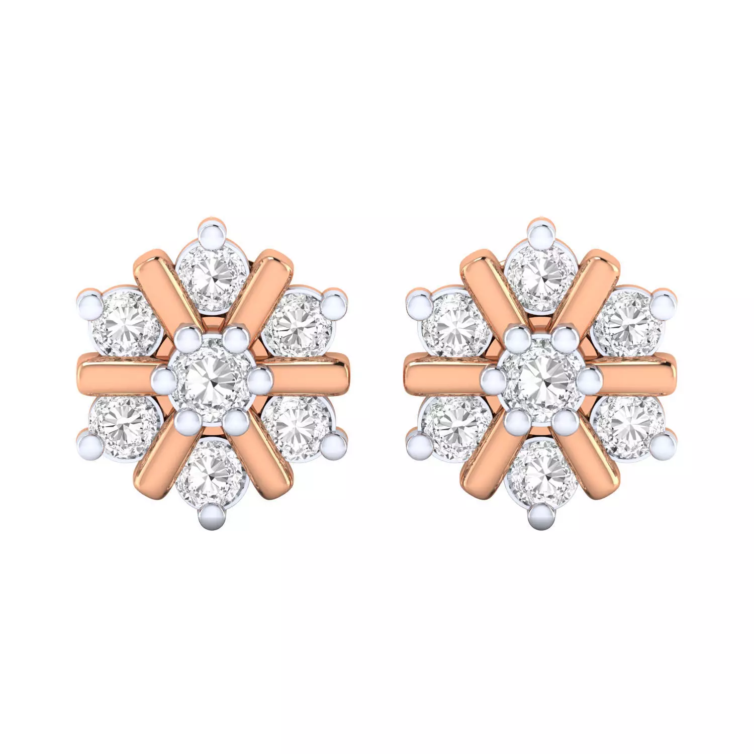 Diamond Studs Earrings Render 3dm STL SLC JCD OBJ FBX Details 3D print model_13