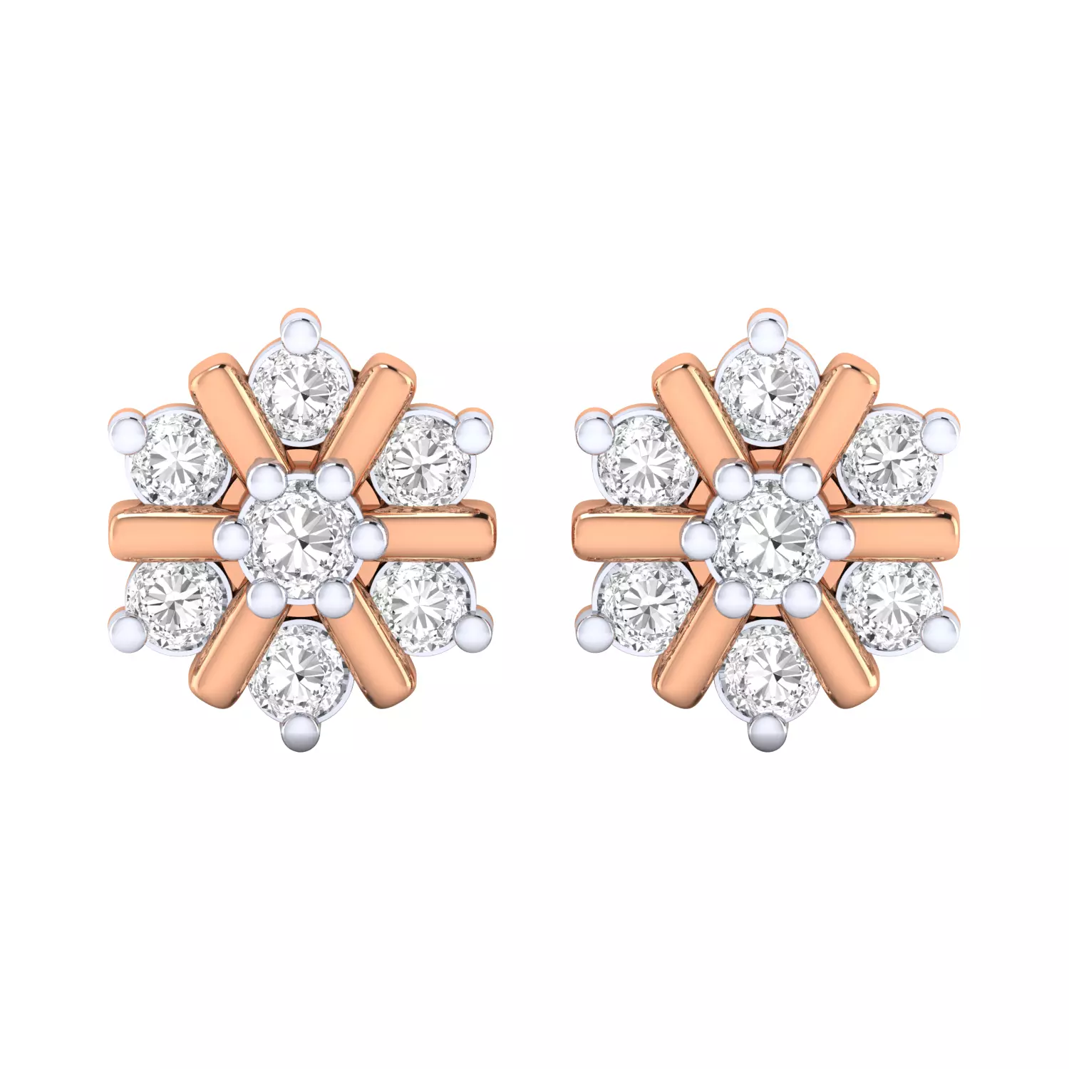 Diamond Studs Earrings Render 3dm STL SLC JCD OBJ FBX Details 3D print model_14