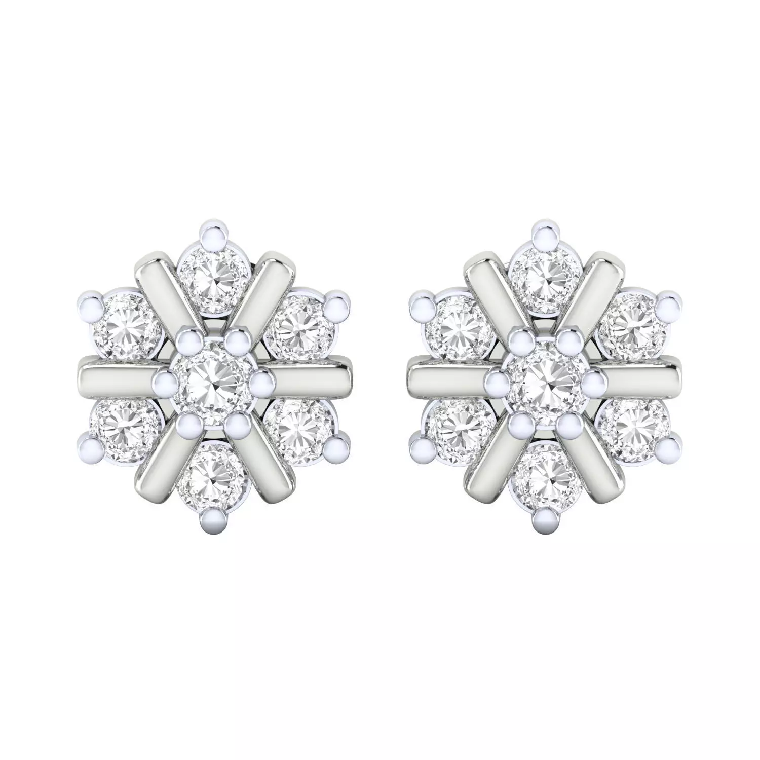 Diamond Studs Earrings Render 3dm STL SLC JCD OBJ FBX Details 3D print model_15