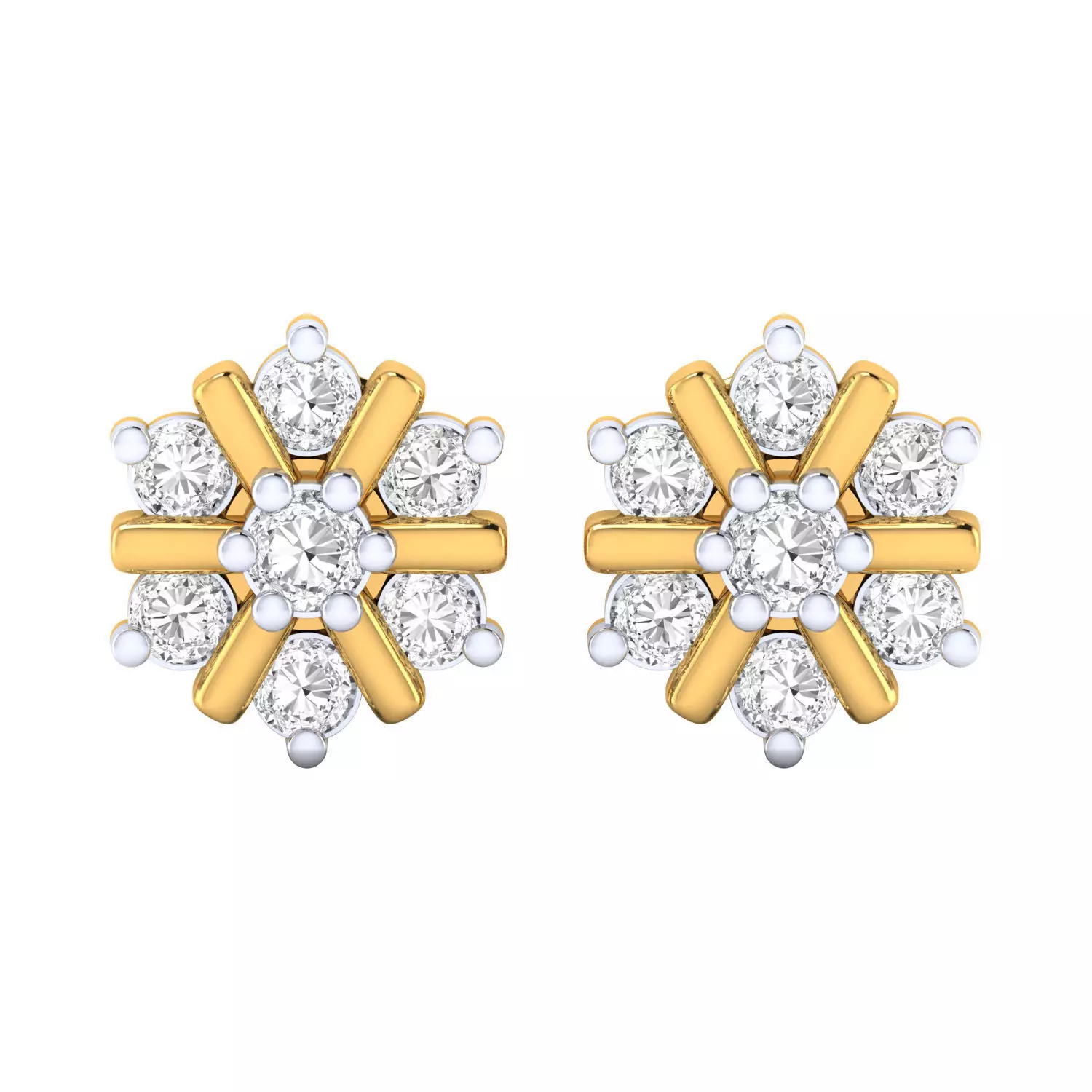 Diamond Studs Earrings Render 3dm STL SLC JCD OBJ FBX Details 3D print model_0