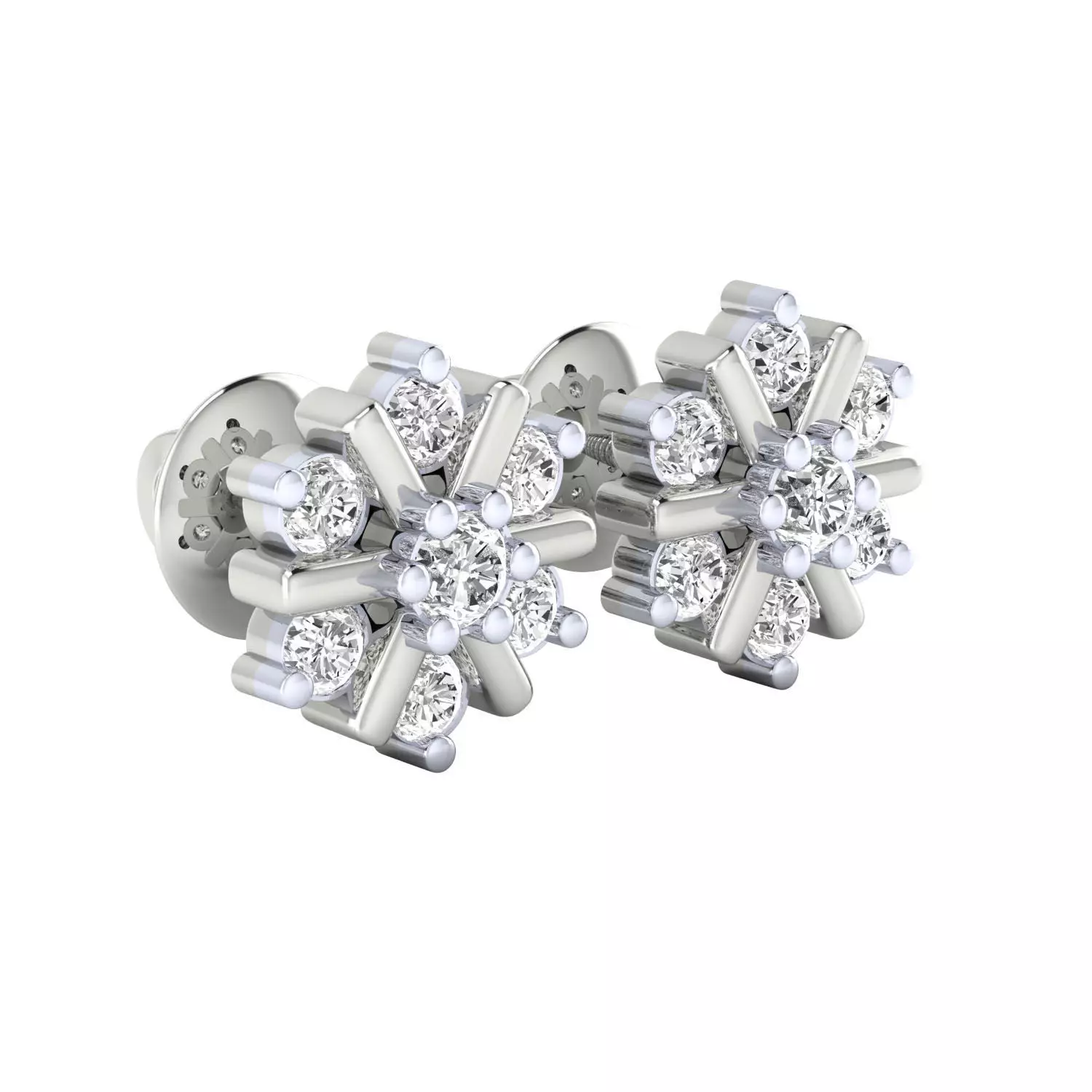 Diamond Studs Earrings Render 3dm STL SLC JCD OBJ FBX Details 3D print model_9