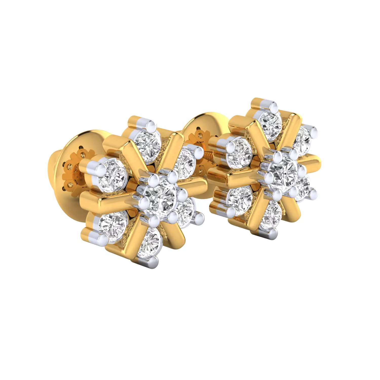 Diamond Studs Earrings Render 3dm STL SLC JCD OBJ FBX Details 3D print model_12