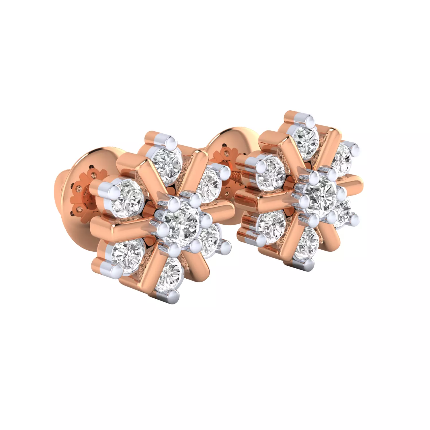 Diamond Studs Earrings Render 3dm STL SLC JCD OBJ FBX Details 3D print model_8