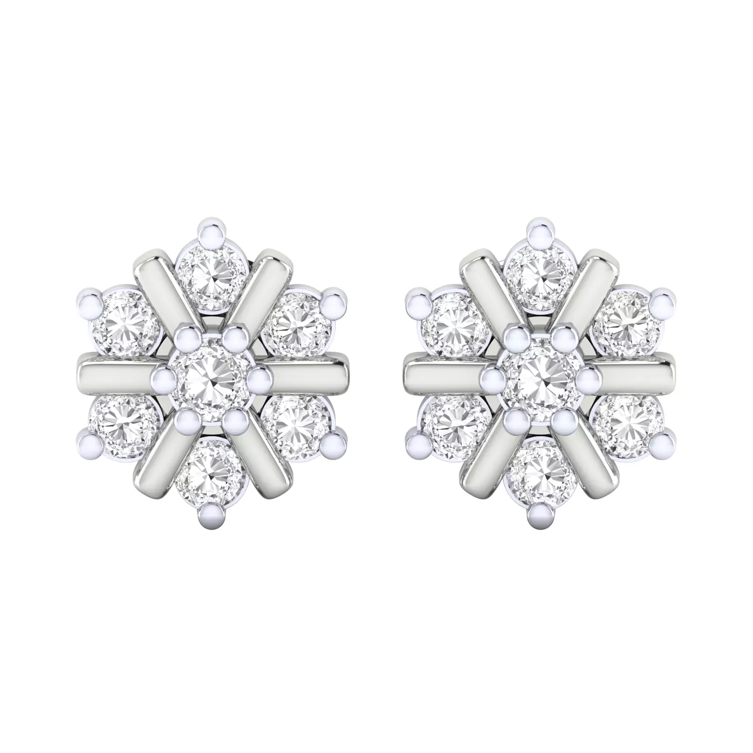 Diamond Studs Earrings Render 3dm STL SLC JCD OBJ FBX Details 3D print model_16