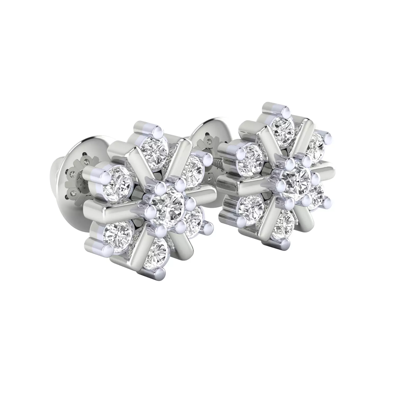 Diamond Studs Earrings Render 3dm STL SLC JCD OBJ FBX Details 3D print model_10