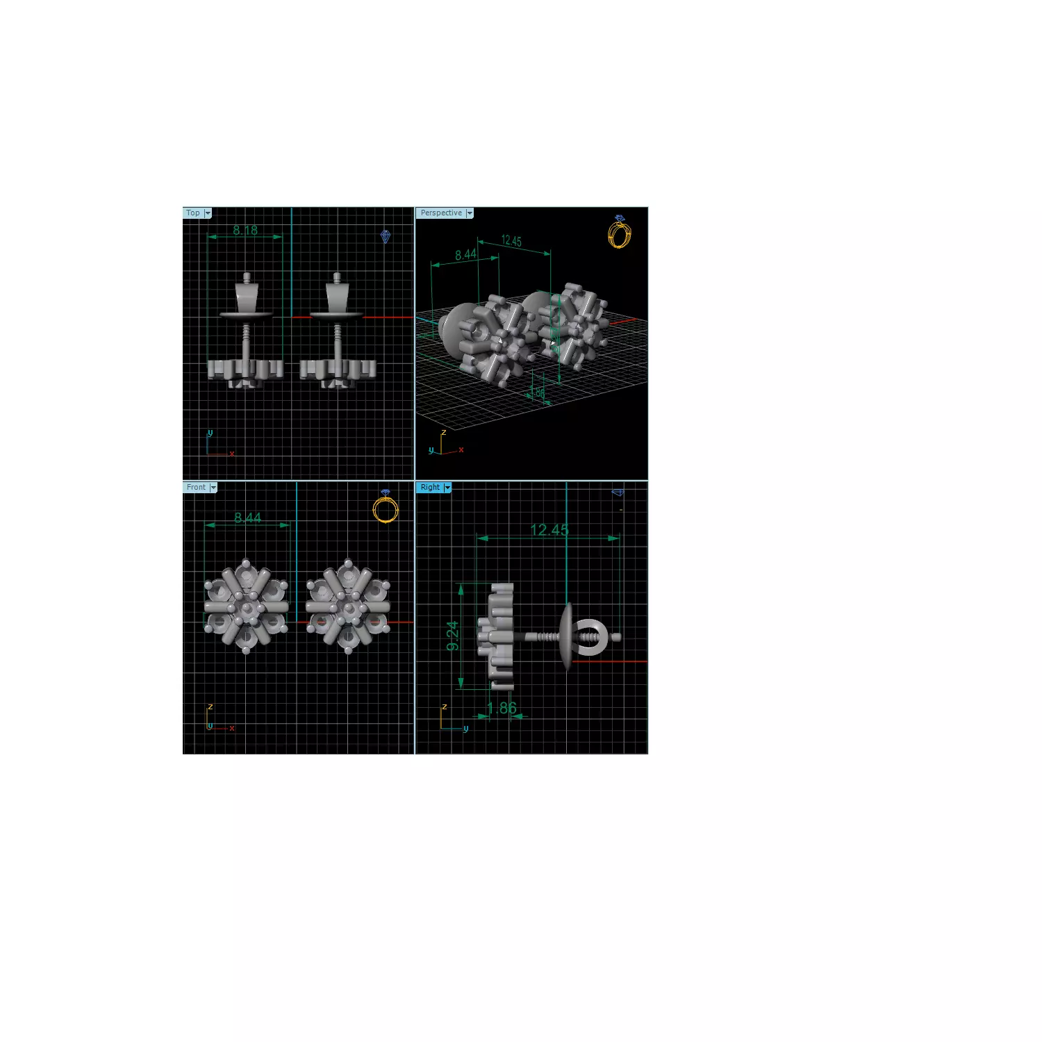 Diamond Studs Earrings Render 3dm STL SLC JCD OBJ FBX Details 3D print model_18