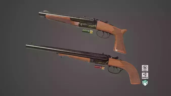 Small Medium Shotgun Black Single Mat All PBR Unity UE Textures