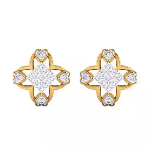 Diamond Studs Earrings Render 3dm STL SLC JCD OBJ FBX Details