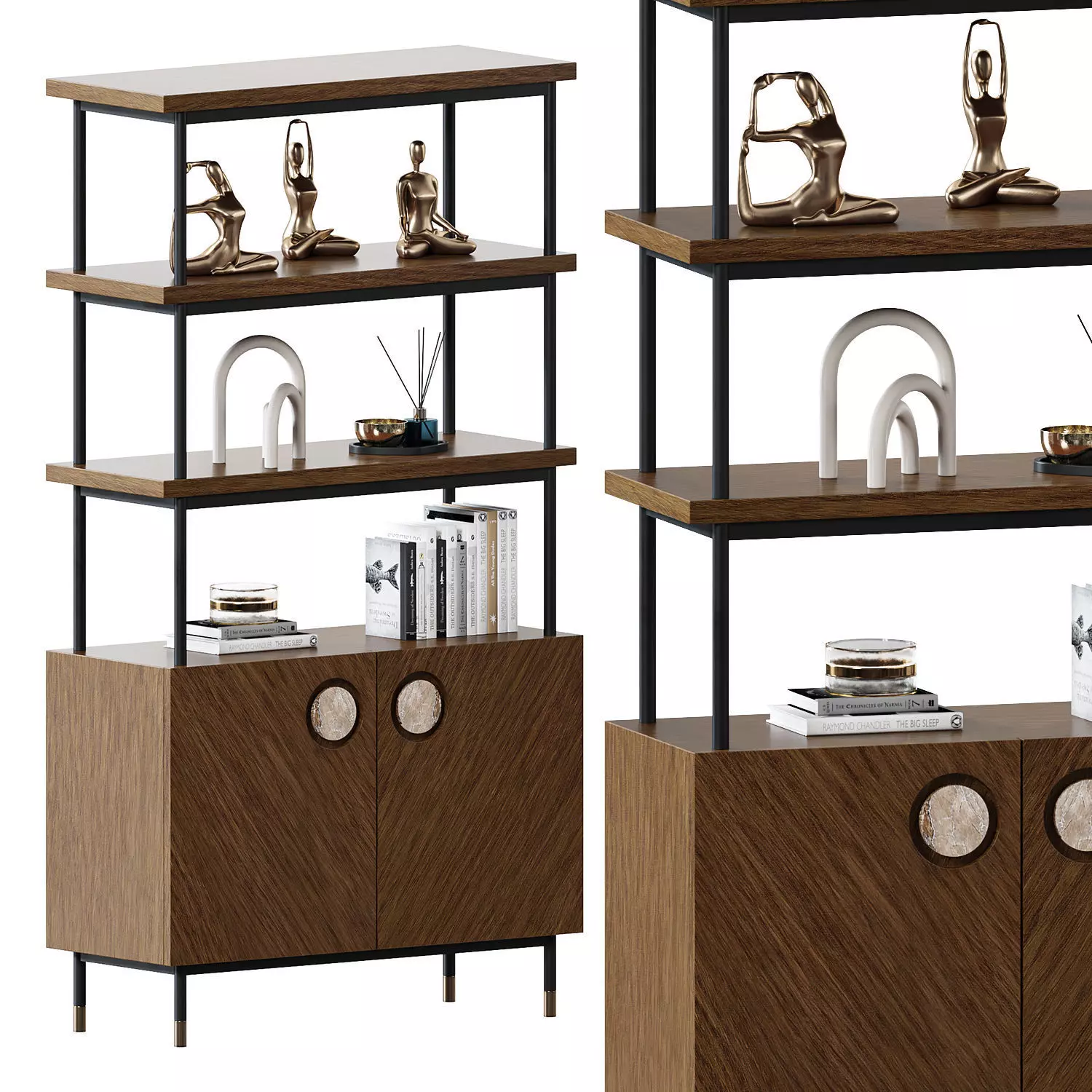 Carbon Brown Burl Wood Bookshelf CB2 3D model