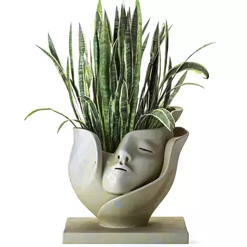 Concrete Pot Plant Set 06