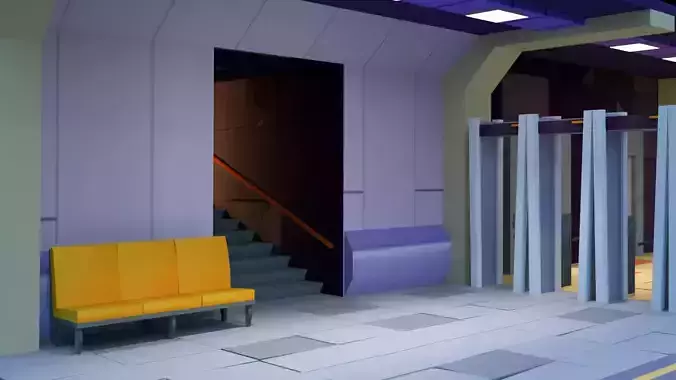 Low Poly Subway Station Blender Model  Game-Ready Low-poly 3D model 5