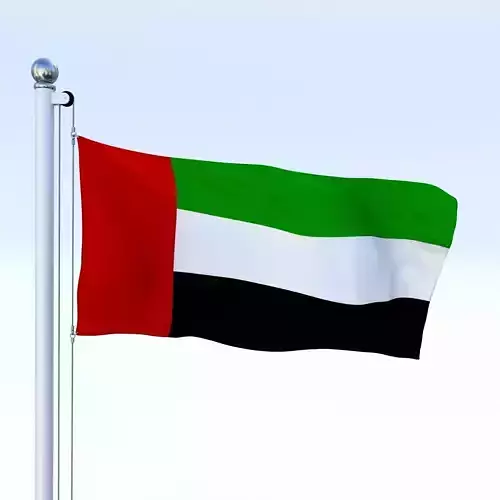 Animated United Arab Emirates Flag Low-poly 3D model