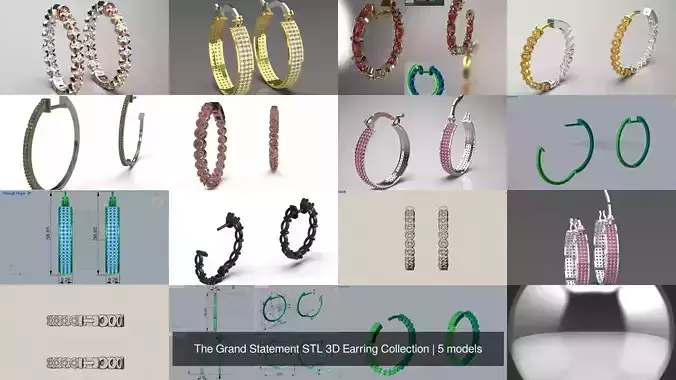 The Grand Statement STL 3D Earring Collection