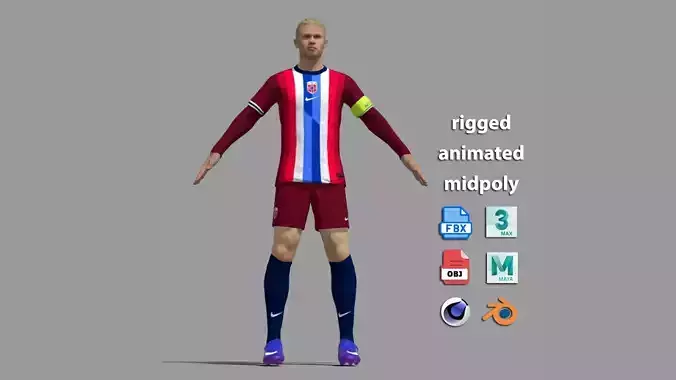 A-Pose Rigged Erling Haaland Norway WC2026