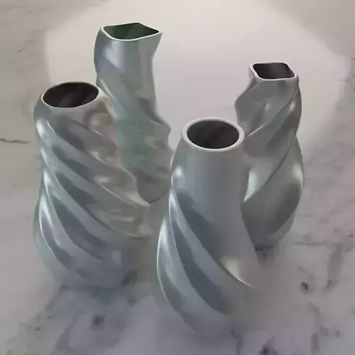 Collection decorative vases spiral flow 