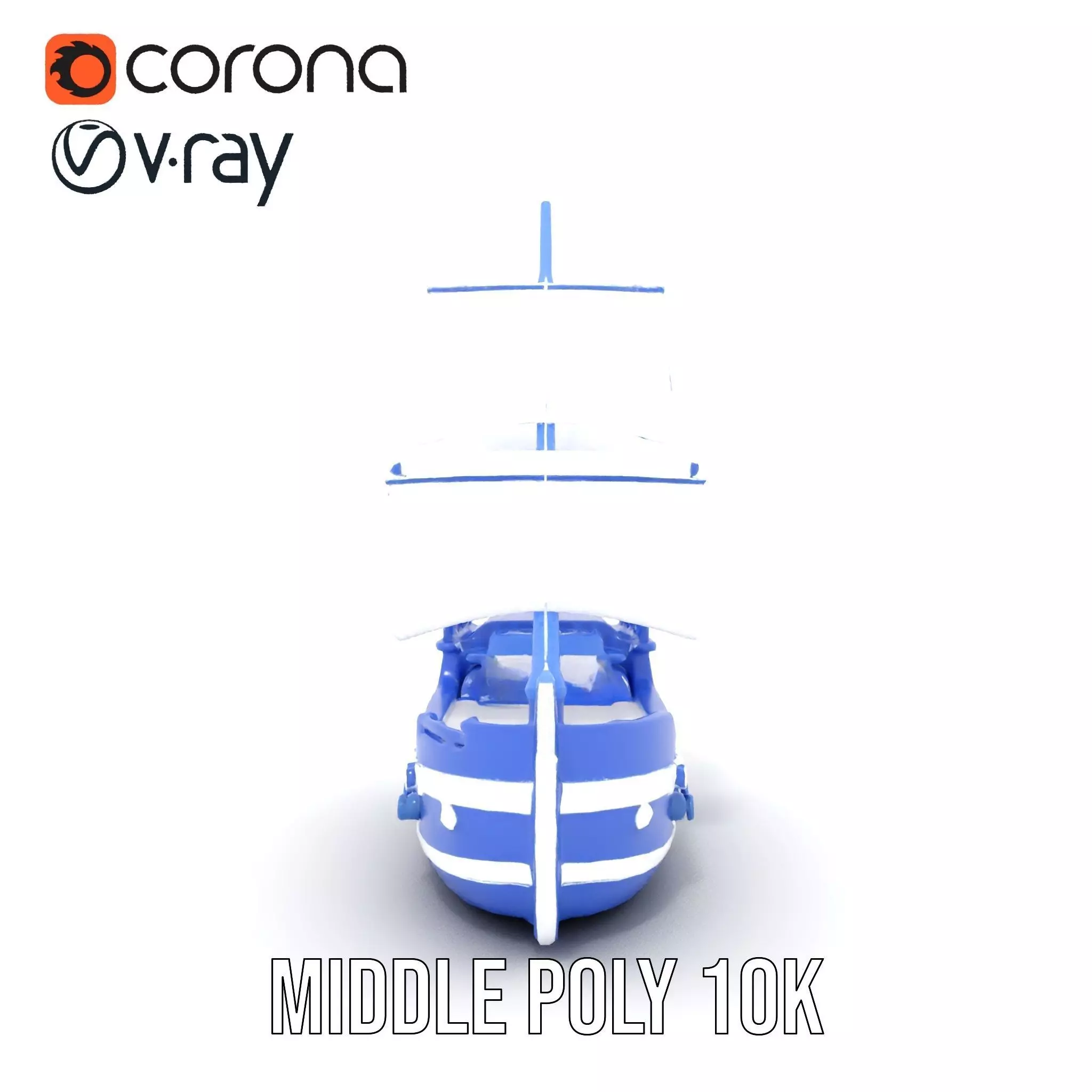 Blue Pirate Ship model pack Low-poly 3D model_22