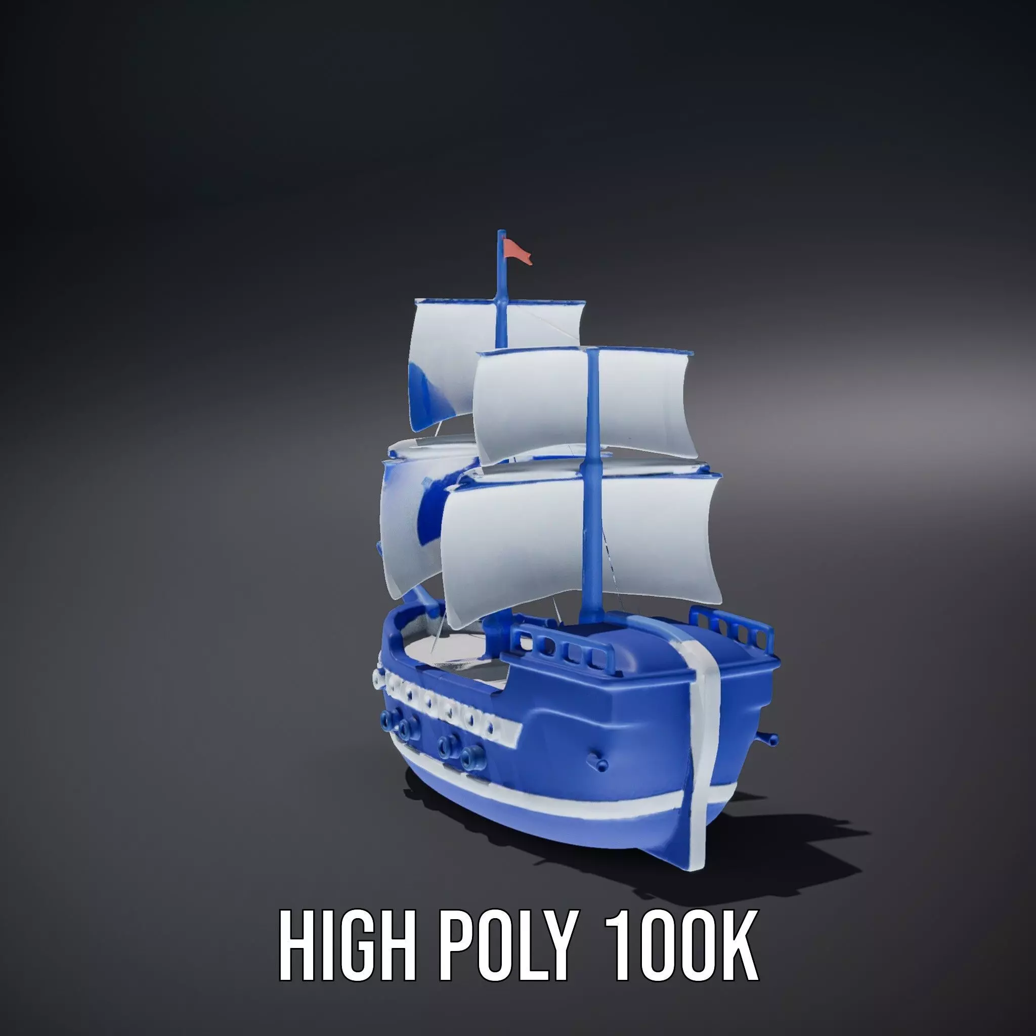 Blue Pirate Ship model pack Low-poly 3D model_11