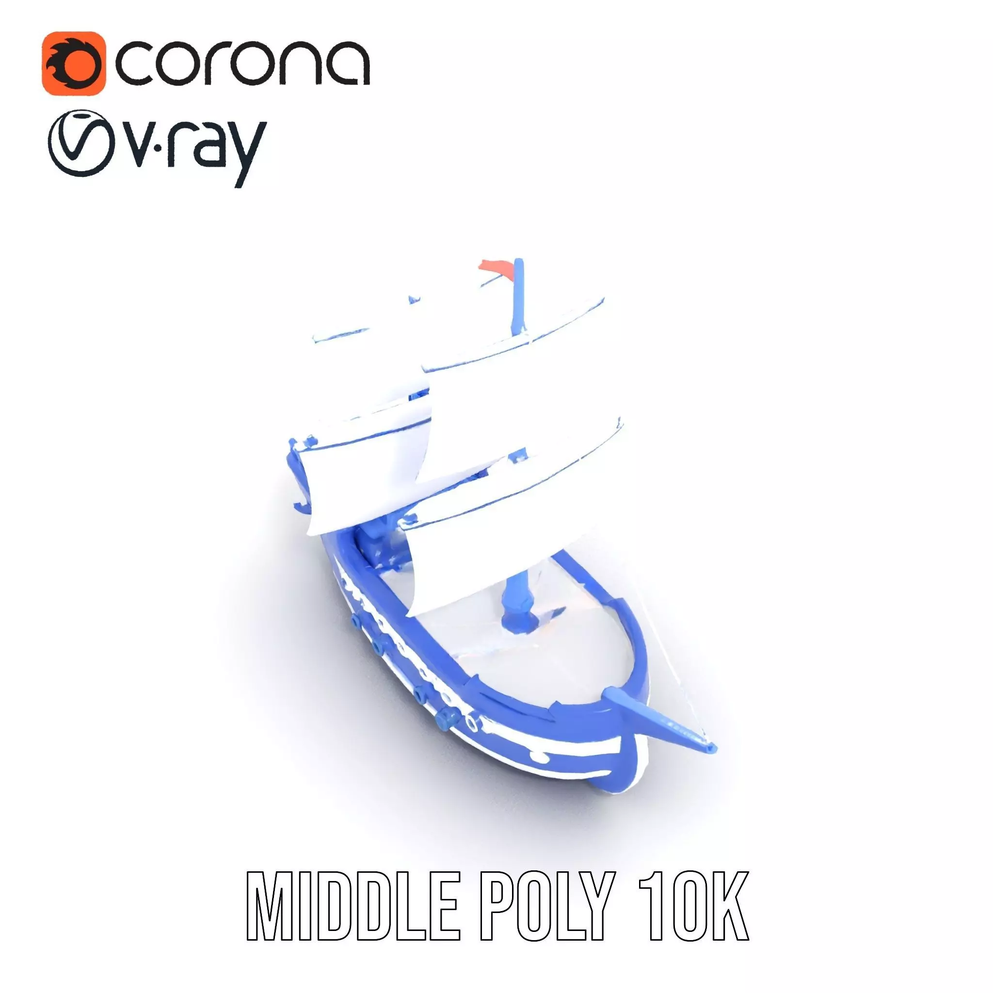Blue Pirate Ship model pack Low-poly 3D model_14