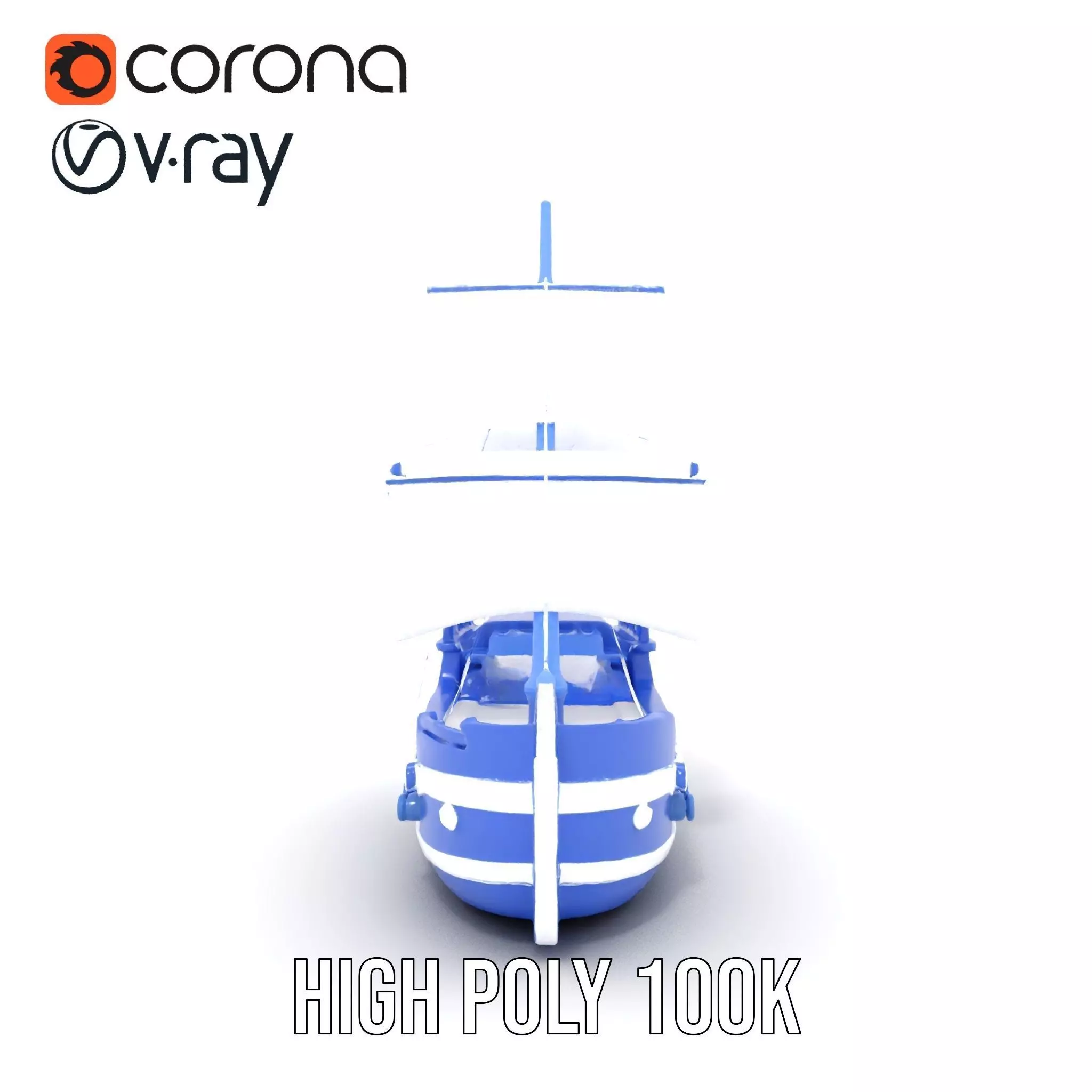 Blue Pirate Ship model pack Low-poly 3D model_35