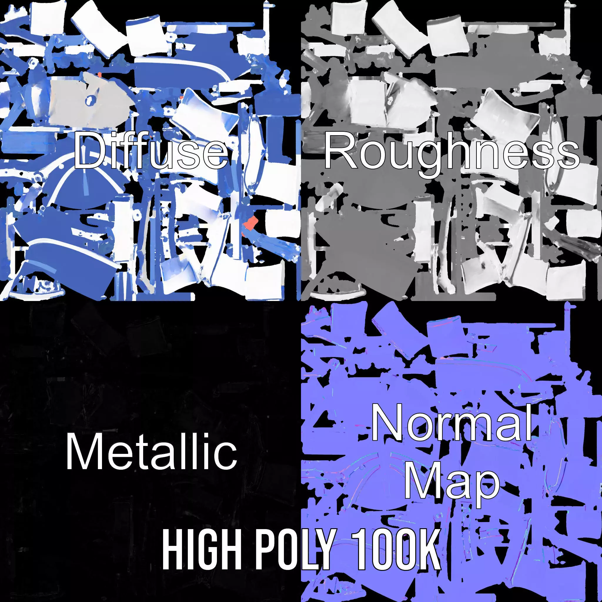 Blue Pirate Ship model pack Low-poly 3D model_4