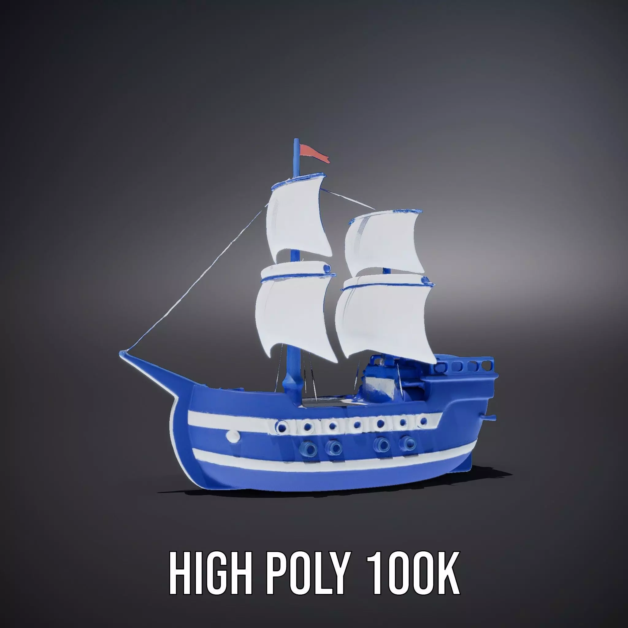 Blue Pirate Ship model pack Low-poly 3D model_9