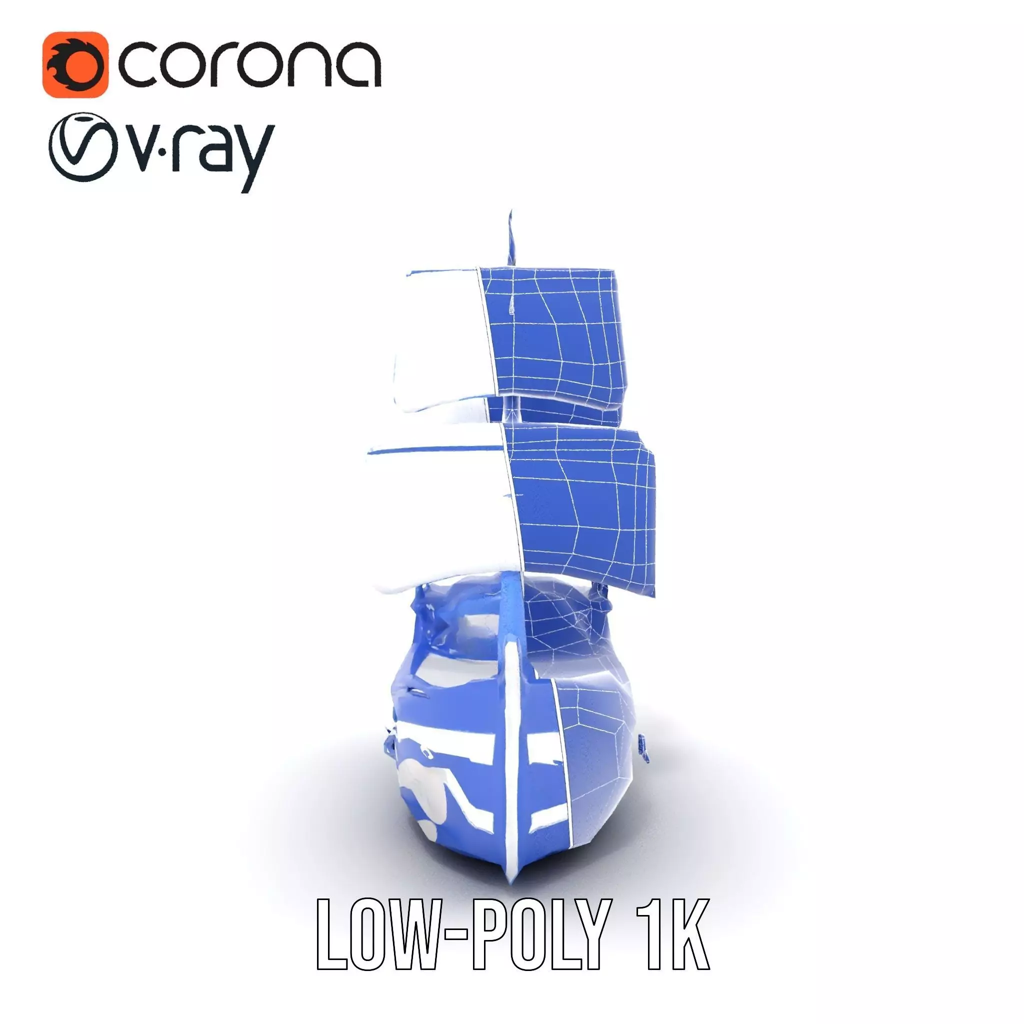 Blue Pirate Ship model pack Low-poly 3D model_13