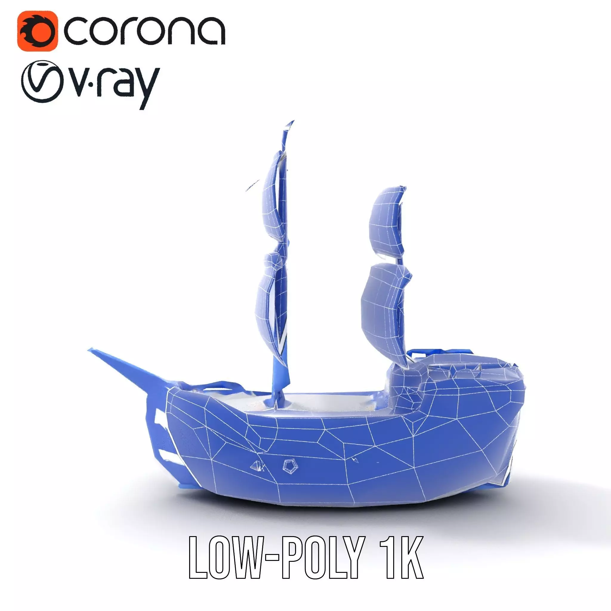 Blue Pirate Ship model pack Low-poly 3D model_31