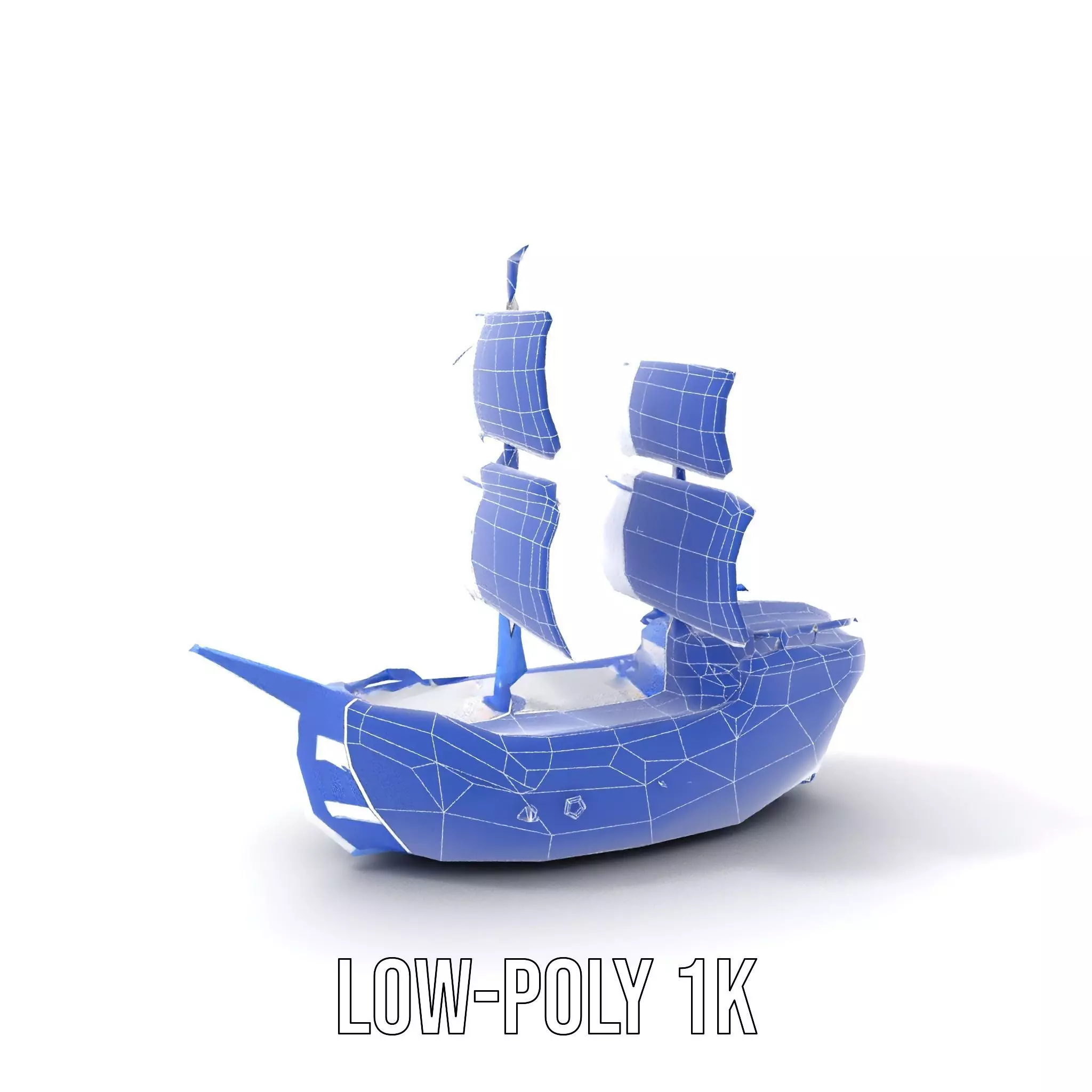 Blue Pirate Ship model pack Low-poly 3D model_10
