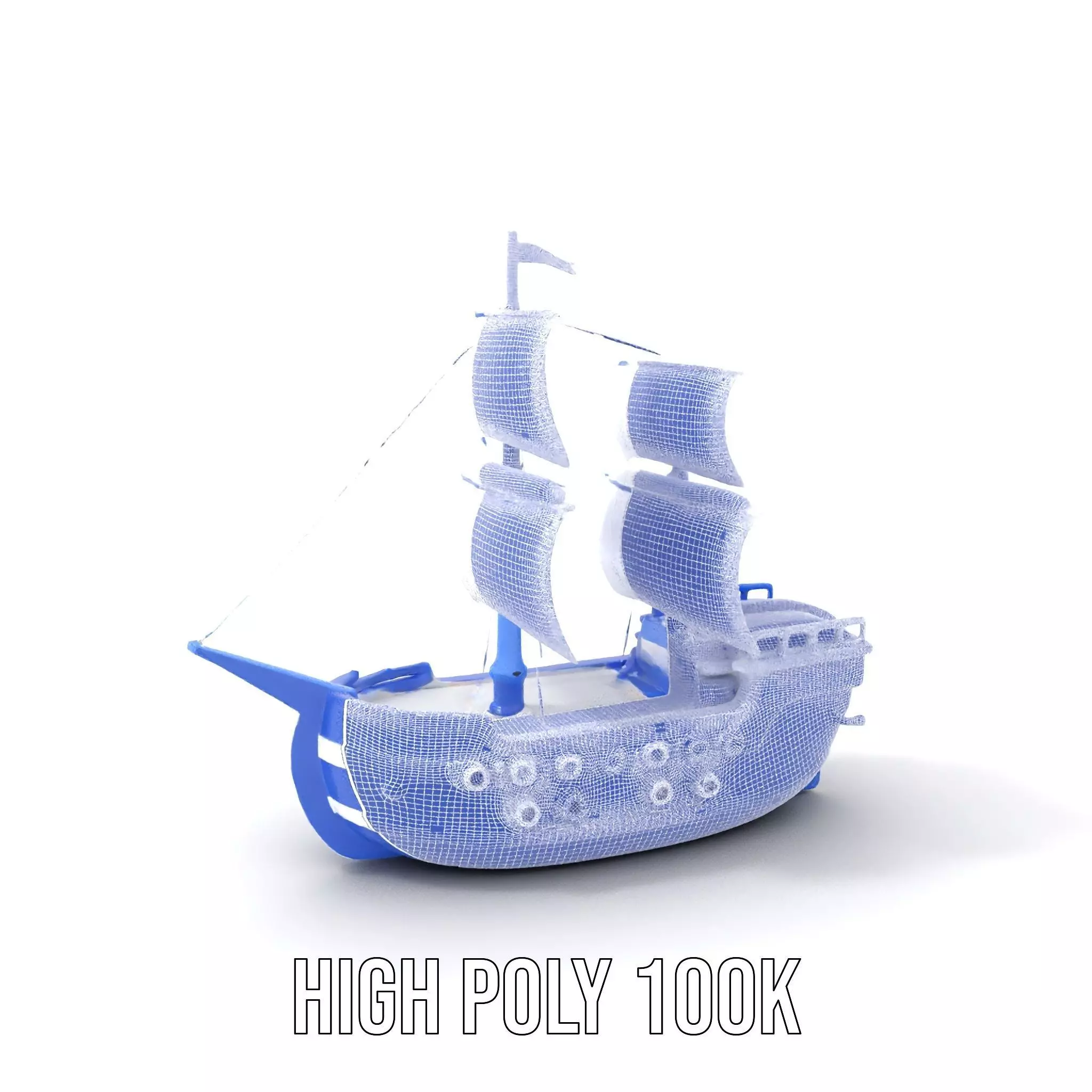 Blue Pirate Ship model pack Low-poly 3D model_5