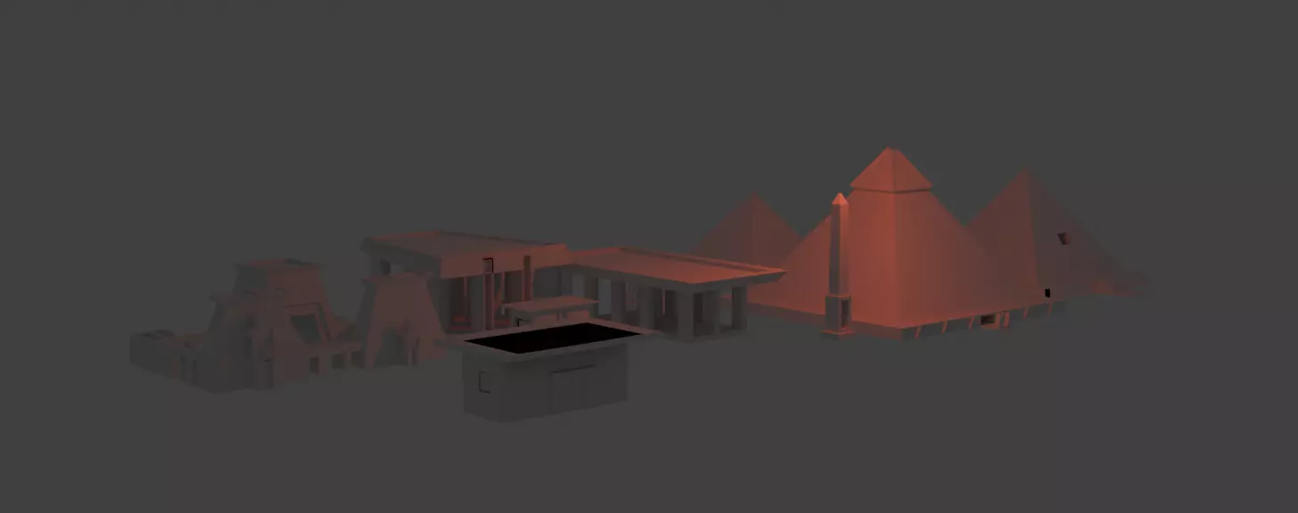 Egyptian Building 3D Model Ancient Structure OBJ FBX PLY Low-poly 3D model_3