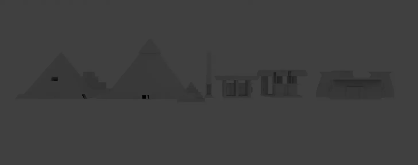 Egyptian Building 3D Model Ancient Structure OBJ FBX PLY Low-poly 3D model_1