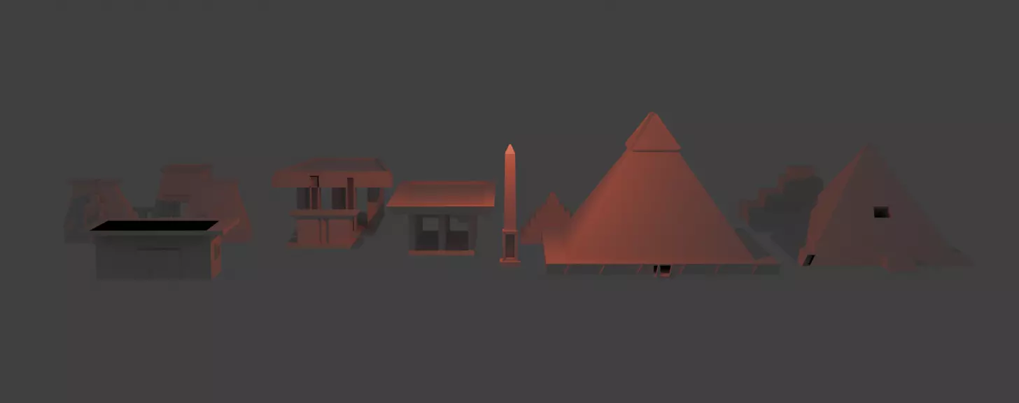 Egyptian Building 3D Model Ancient Structure OBJ FBX PLY Low-poly 3D model_2