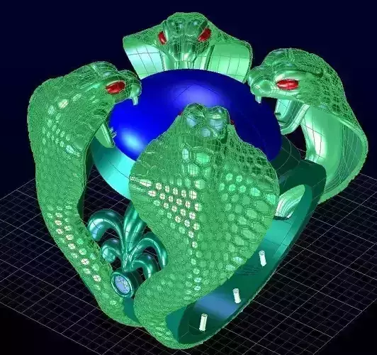 4 snakes ring with two