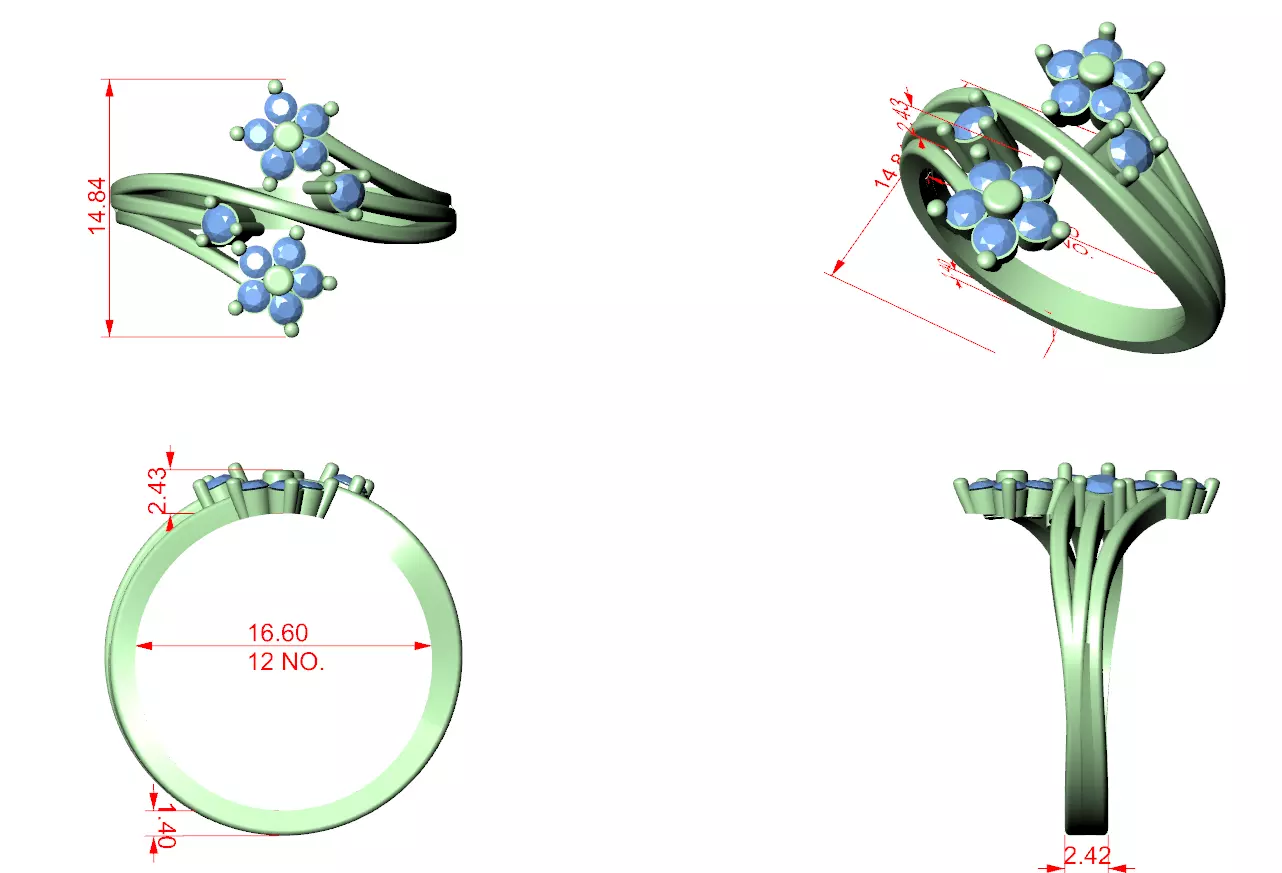 Round Diamond Ring 3D print model_8