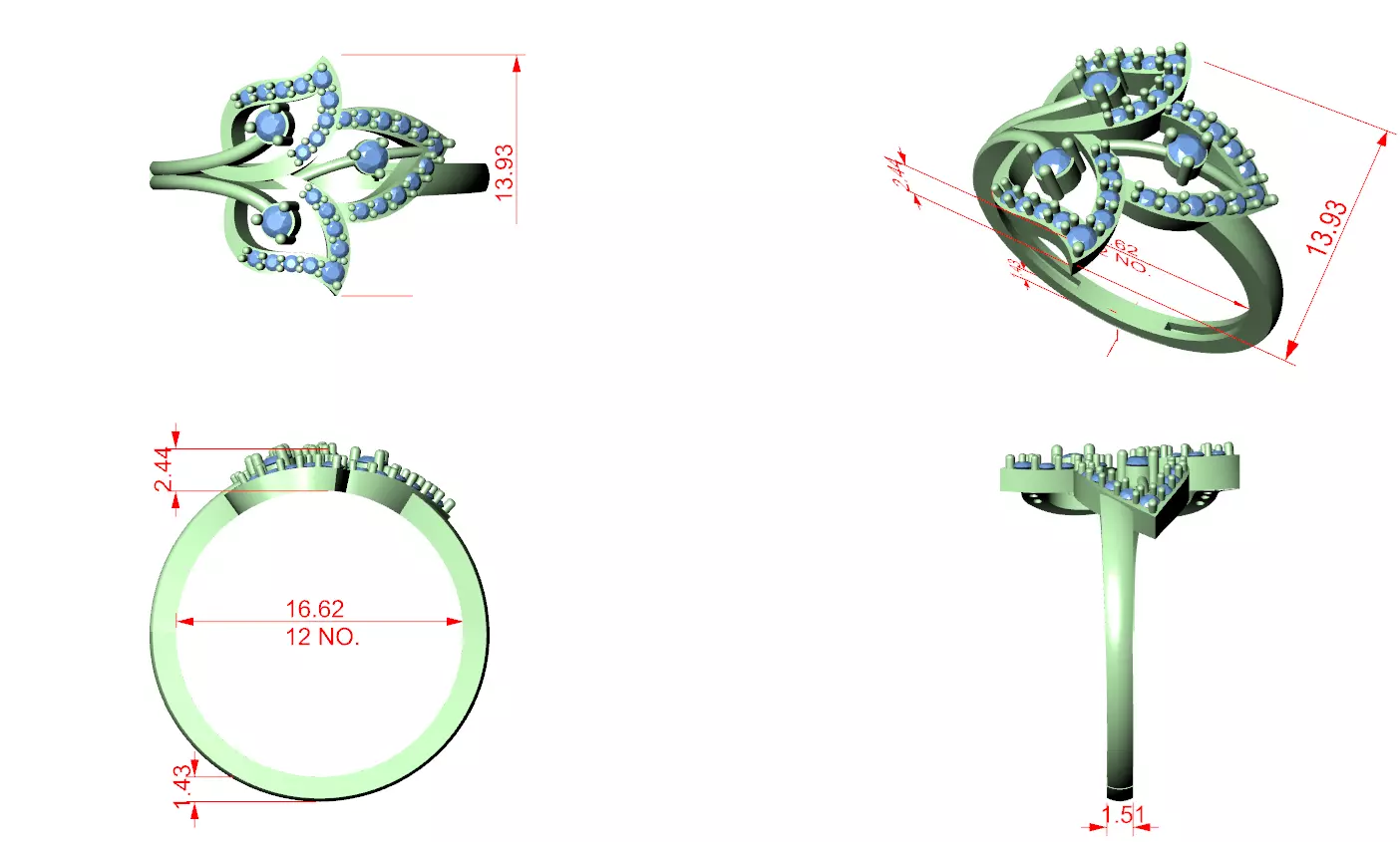 Round Diamond  Ring 3D print model_8