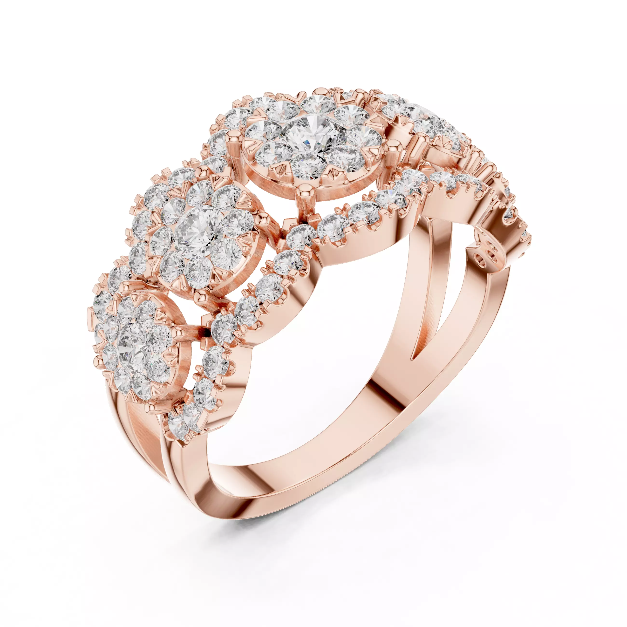 Round Diamond Ring 3D print model_3