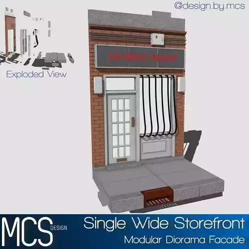 Single Wide Storefront Facade Modular Diorama with options