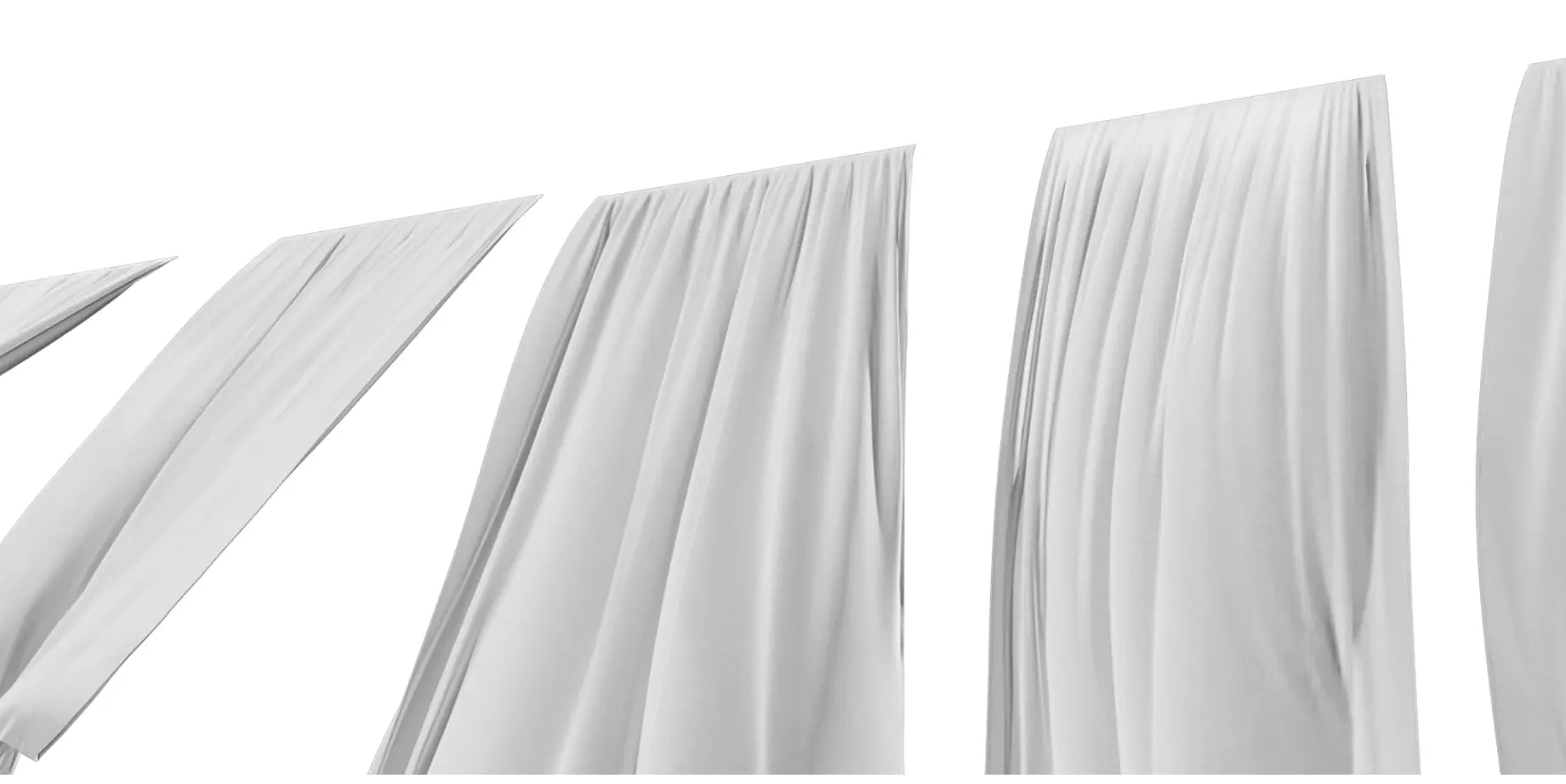 Curtain set in the wind  Low-poly 3D model_3