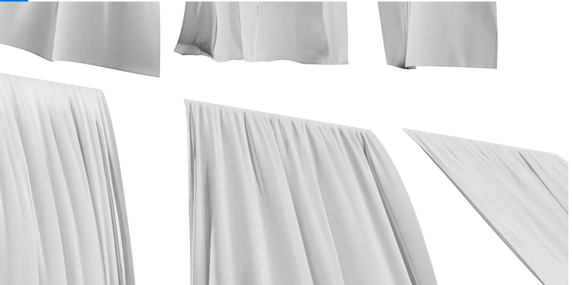 Curtain set in the wind  Low-poly 3D model_5