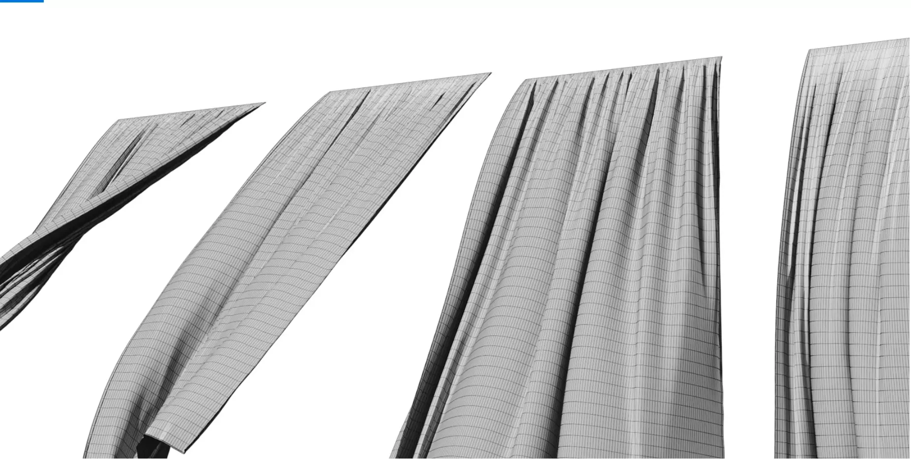 Curtain set in the wind  Low-poly 3D model_7