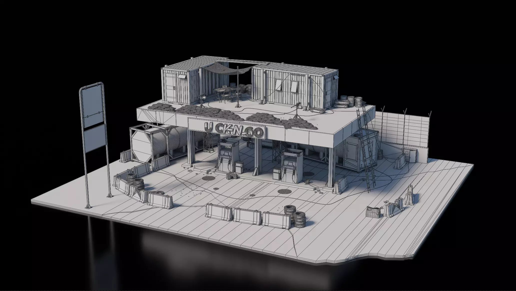 Warzone - Reused Gas Station 3D model_5