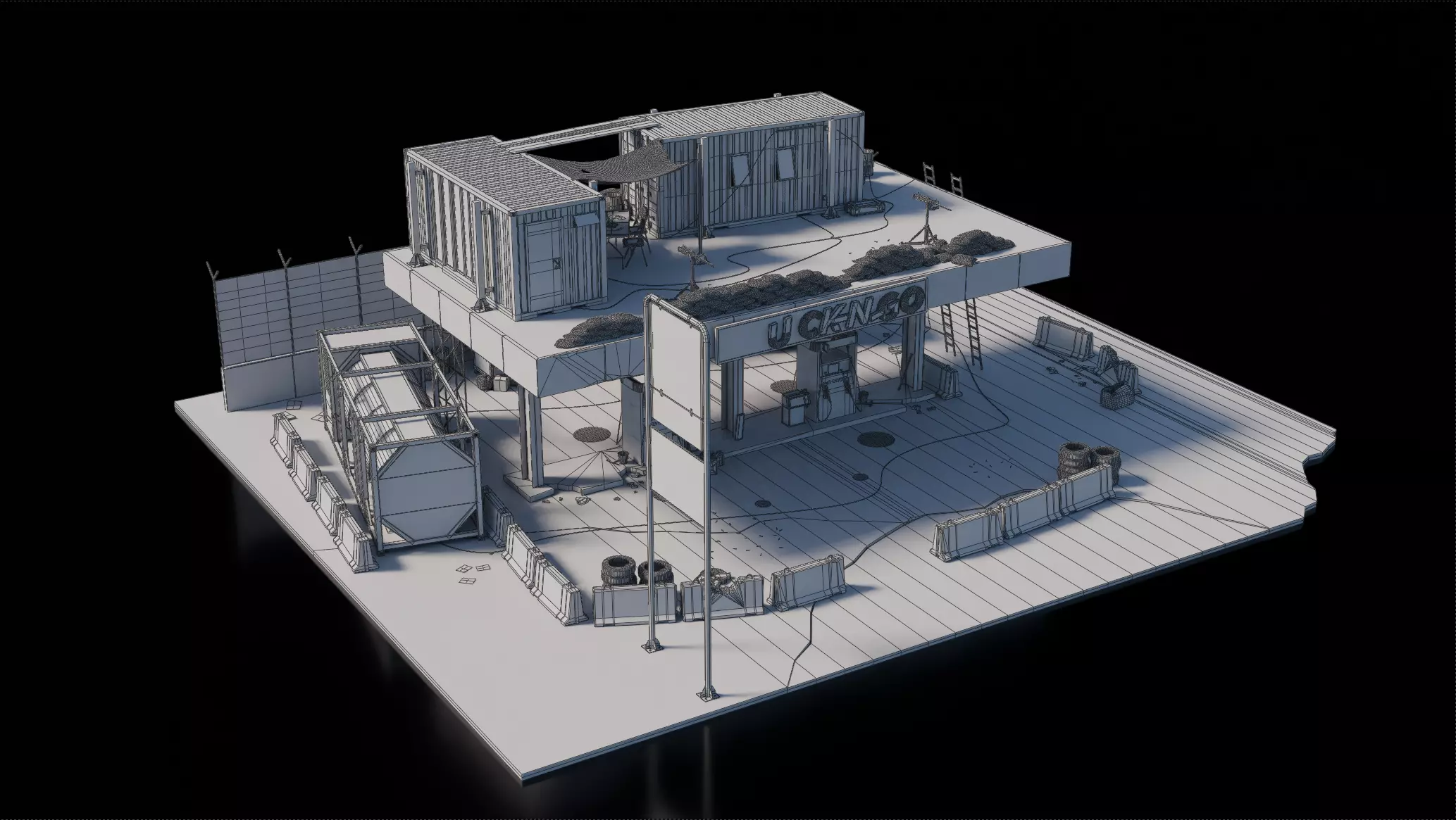 Warzone - Reused Gas Station 3D model_4