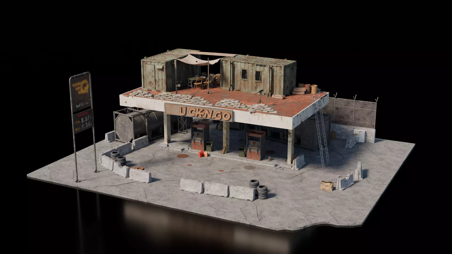 Warzone - Reused Gas Station 3D model_0