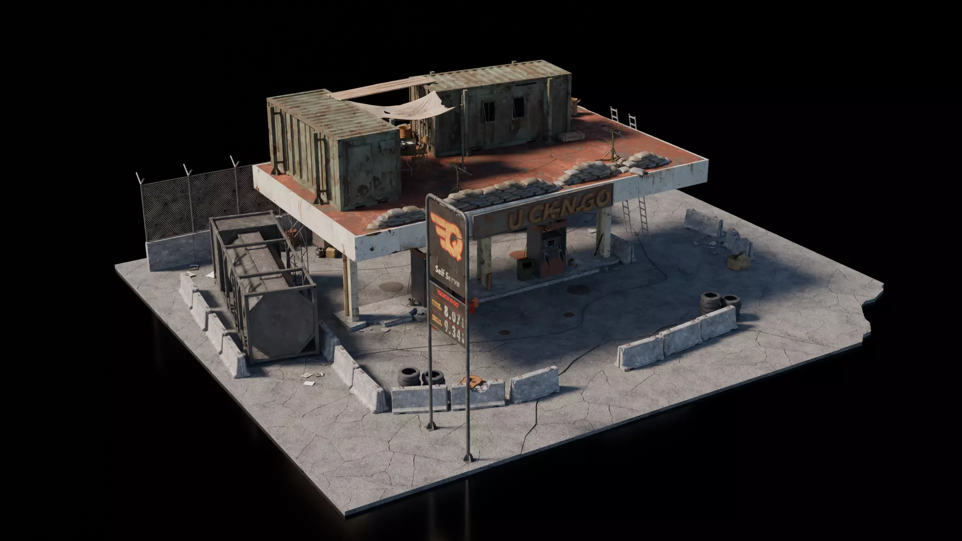 Warzone - Reused Gas Station 3D model_7