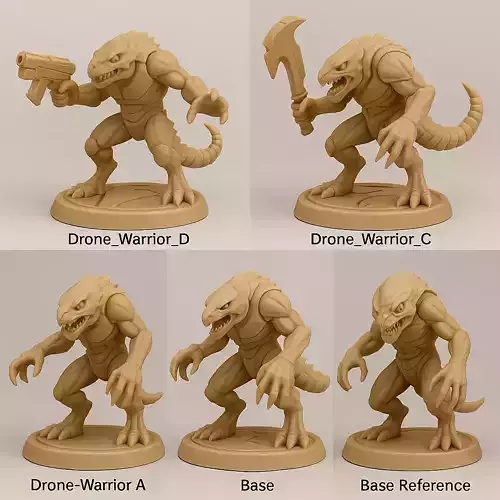 Drone Warrior 5 STL Miniatures Xeno Shock Soldiers