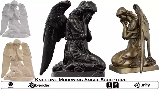 Kneeling Mourning Angel Sculpture